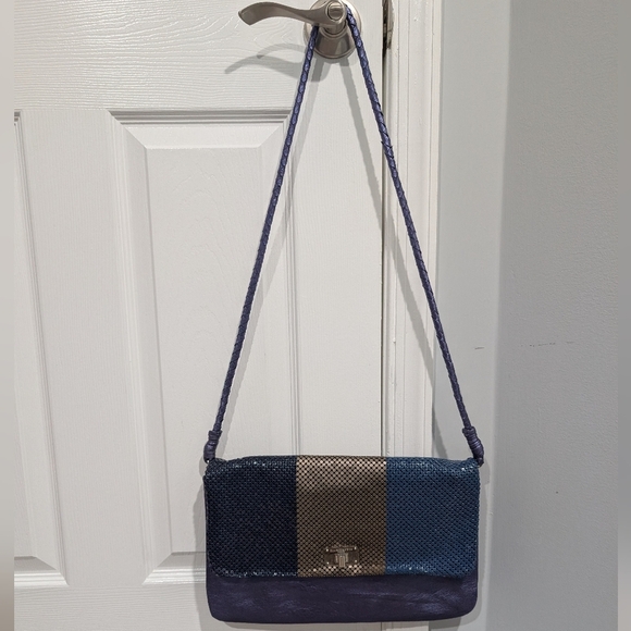 Elliott Lucca Blue and Taupe Shoulder/Crossbody Bag - Picture 1 of 14